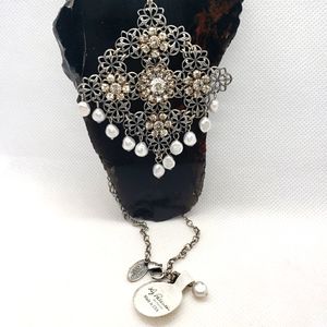 A189 Liz Palacios vtg rare necklace Maltese cross pendant with Swarovski crystal